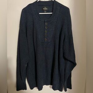 REDHEAD Classic Knit Crewneck Sweater w Button Detail in Navy Men's Size 2XT